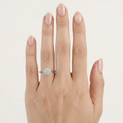 Bague de fiançailles intemporelle en diamant taille ronde en or blanc