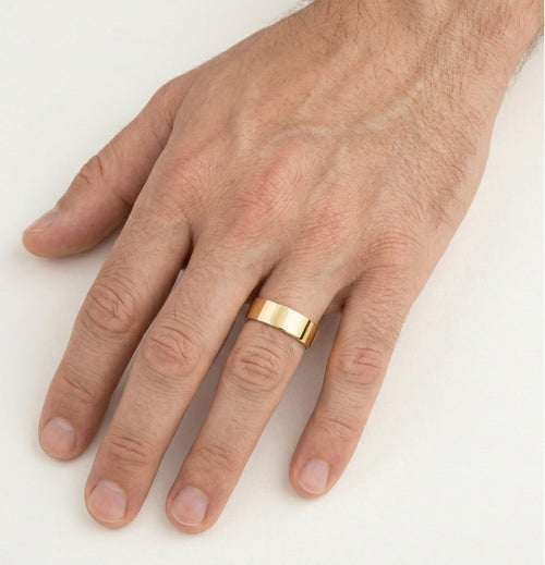 Anillo de boda grueso de 5 mm en oro amarillo