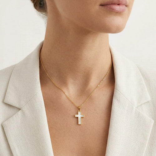 Nacre gold cross
