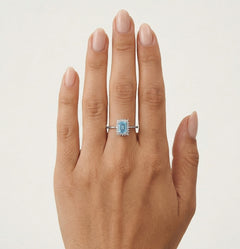 Smaragdschliff Blautopas-Ring