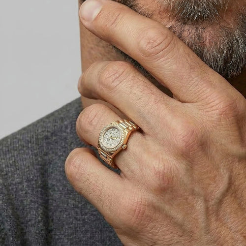 Bague design Golden Glamour avec zirconium cubique