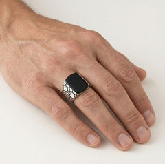 Pánský prsten s radiant onyxem, solitér