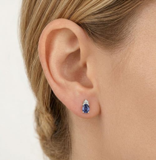 Visací náušnice se safírem a diamantem