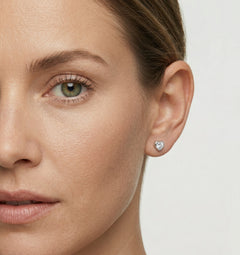 Weißgoldene Herzstecker mit kleinen Zirkonia