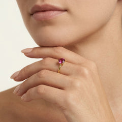 Bague en or jaune avec quartz violet