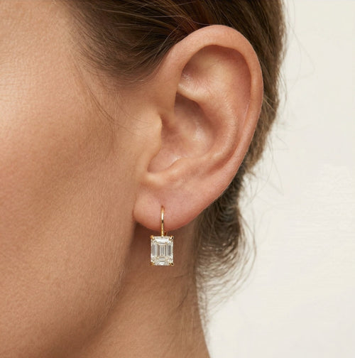 Pendientes de oro con circonita cúbica radiante