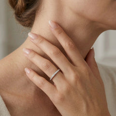 Rose and white gold ring with diamonds