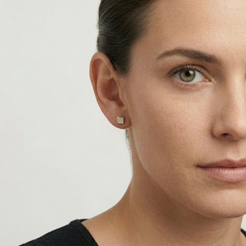 Diamond square shape stud earrings