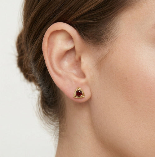 Boucles d’oreilles puces triangle en grenat