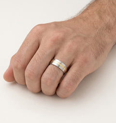 Bague de mariage solitaire en or jaune et or blanc