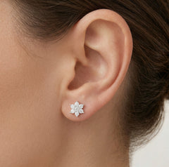 Stříbrné náušnice květy s kulatými zirkony