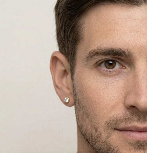 Boucles d’oreilles puces en or jaune avec zircone cubique