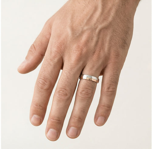 Anillo de boda clásico de oro blanco y rosa