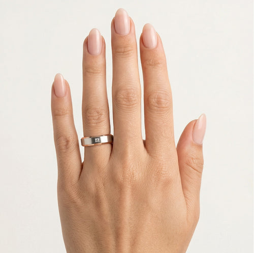 Bague de mariage bicolore solitaire en or