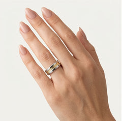 Alliance en or jaune et blanc