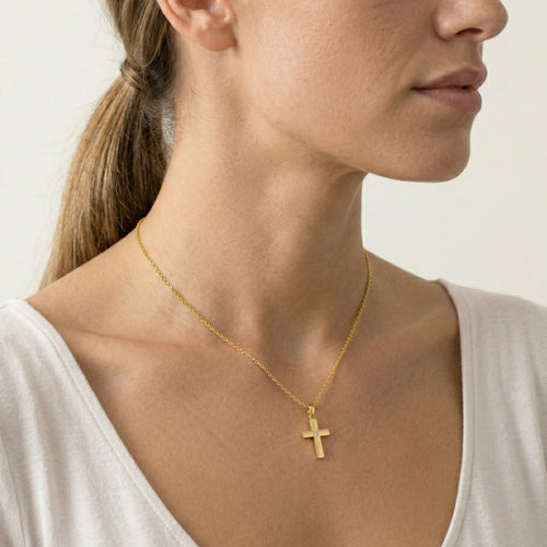 Yellow gold diamond cross pendant