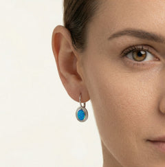 Stříbrné oválné náušnice opál 