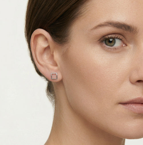 Stříbrné náušnice čtverečky