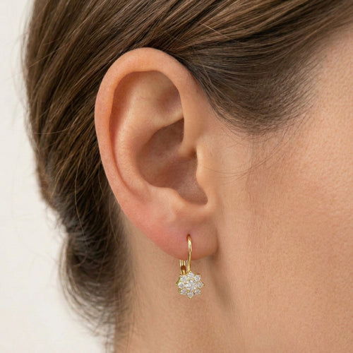 Drop cubic zirconia gold earrings