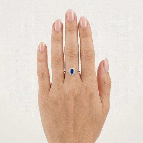 Royal Saphir und Zirkonia Weißgold Ring