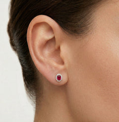 Ruby diamond white gold earrings