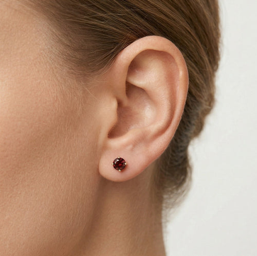 Classic round garnet stud earrings