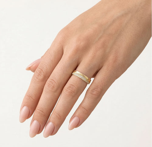 Bague de mariage en or jaune et rose