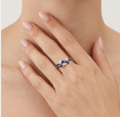 Marquise-Saphir-Glanz-Ring