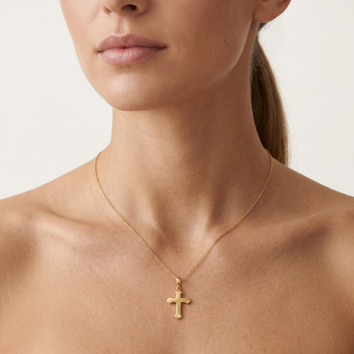 Colgante de cruz en oro rosa