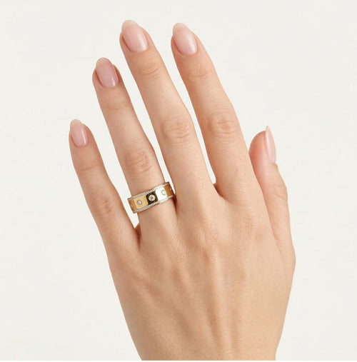 Large alliance Éternité en or jaune avec pierres optionnelles