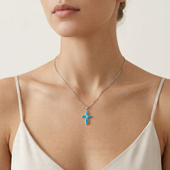 Marquise blauer Opal Kreuz