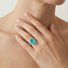 Women silver ring with synthetic tourmaline