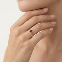 Garnet and cubic zirconia planet ring