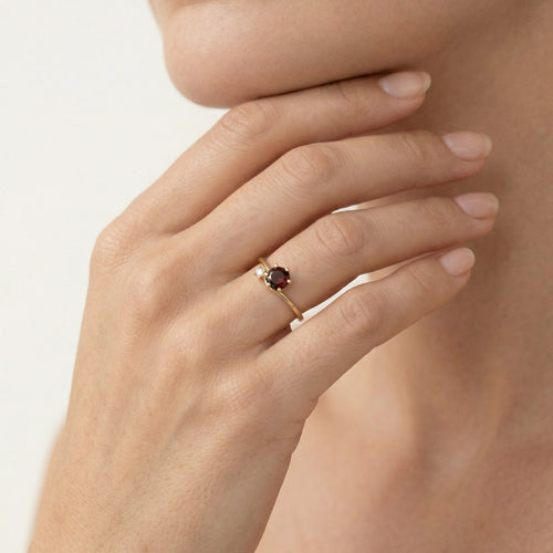Garnet and cubic zirconia planet ring