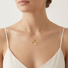 Gelbgold-Anhänger mit offenem Herz und aufgepolstertem Herz