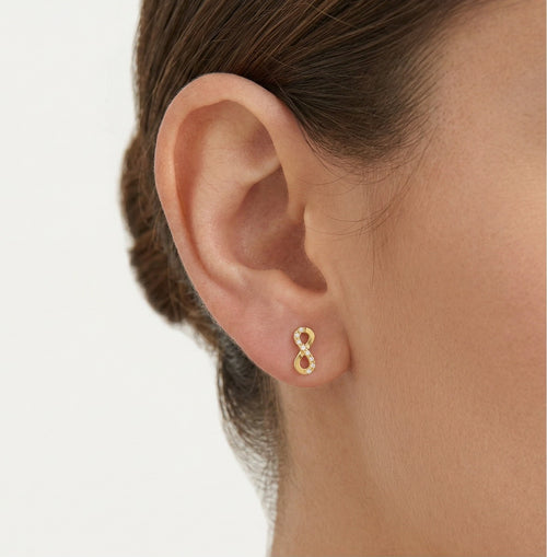 Boucles d'oreilles puces en zircon cubique infini plaquées or