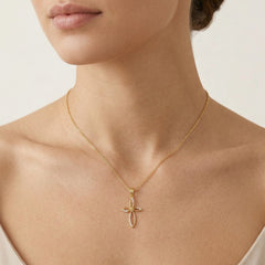 Marquise gold and cubic zirconia cross