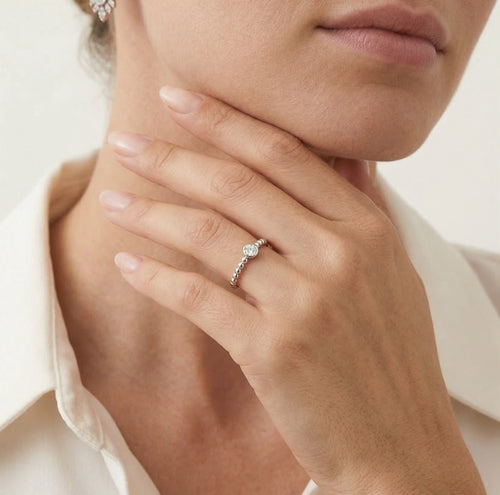 Bubbly diamond white gold ring