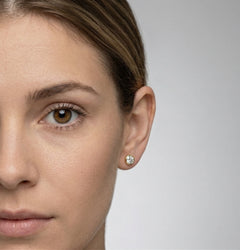 Boucles d’oreilles puces en or jaune avec zircone cubique