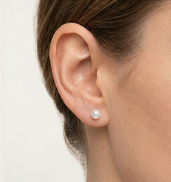 Boucles d’oreilles clous simples en argent sterling avec perle