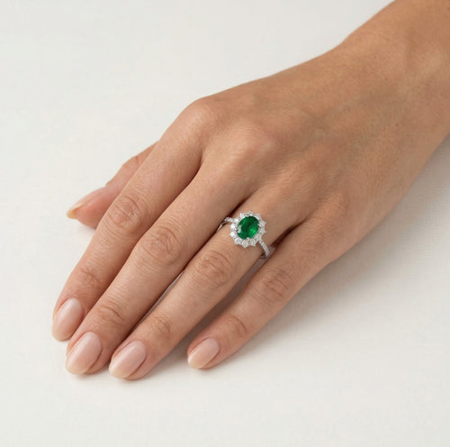 Majestic white gold gemstone ring