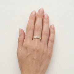 Bague en or à deux rangées de zircon cubique