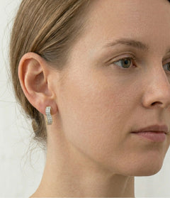 Curved lines cubic zirconia gold earrings