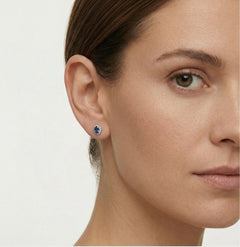Sapphire diamond white gold earrings