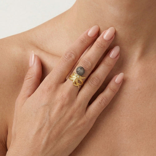 Dreifarbiger Diamant-Oktopusring