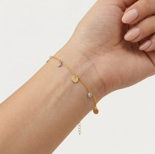 Pulsera colgante de oro con circonias