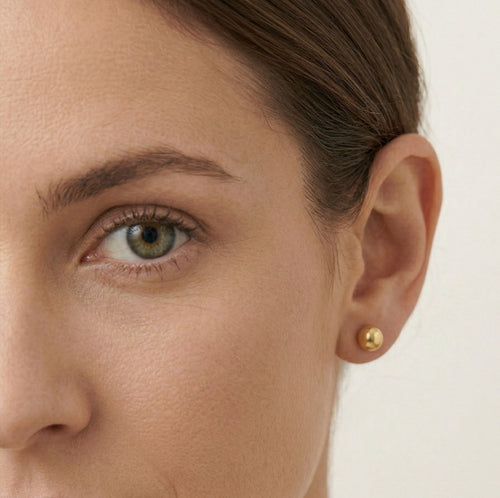 High polished button gold earrings