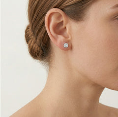 Elegantní náušnice z růžového zlata s diamanty v kulatém brusu