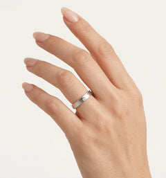 White and rose gold square wedding ring