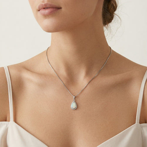 White opal drop pendant